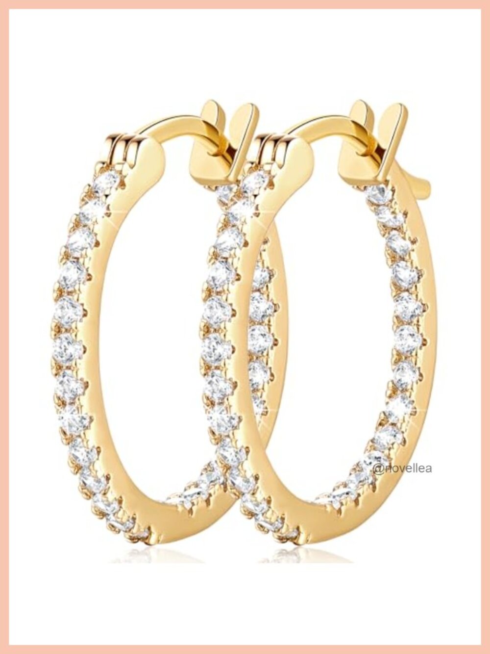 14K Gold Hoop Earrings for Women with Cubic Zirconia Hypoallergenic